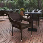 Flash Furniture Ethan Set of 4 Commercial Grade Stacking Patio Chairs, All Weather PE Rattan Wicker Patio Dining Chairs