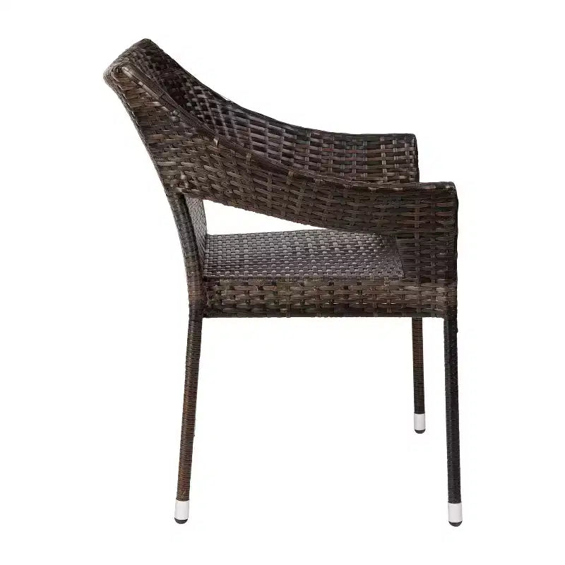 Flash Furniture Ethan Set of 4 Commercial Grade Stacking Patio Chairs, All Weather PE Rattan Wicker Patio Dining Chairs