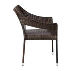 Flash Furniture Ethan Set of 4 Commercial Grade Stacking Patio Chairs, All Weather PE Rattan Wicker Patio Dining Chairs