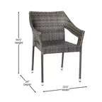 Flash Furniture Ethan Set of 4 Commercial Grade Stacking Patio Chairs, All Weather PE Rattan Wicker Patio Dining Chairs