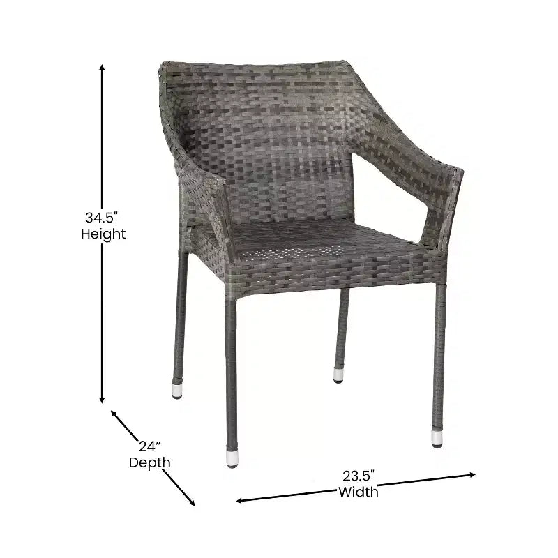 Flash Furniture Ethan Set of 4 Commercial Grade Stacking Patio Chairs, All Weather PE Rattan Wicker Patio Dining Chairs
