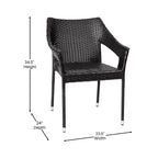 Flash Furniture Ethan Set of 4 Commercial Grade Stacking Patio Chairs, All Weather PE Rattan Wicker Patio Dining Chairs