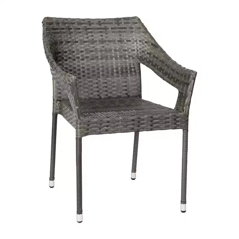 Flash Furniture Ethan, Set di 4 sedie impilabili per patio di grado commerciale, sedie da pranzo per esterni in rattan PE per tutte le stagioni