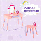 Costway Kids Vanity Set Princess Makeup Pretend Play Dressing Mirror Castle Girls Pink