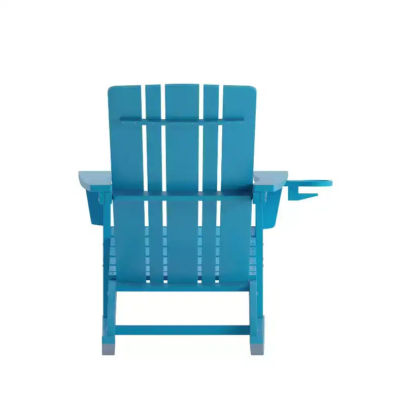 Merrick Lane HDPE Adirondack Chair with Cup Holder and Pull Out Ottoman, All-Weather HDPE Indoor/Outdoor Chair
