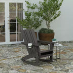 Merrick Lane HDPE Adirondack Chair with Cup Holder and Pull Out Ottoman, All-Weather HDPE Indoor/Outdoor Chair