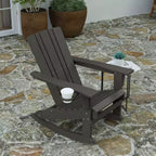 Merrick Lane HDPE Adirondack Chair with Cup Holder and Pull Out Ottoman, All-Weather HDPE Indoor/Outdoor Chair