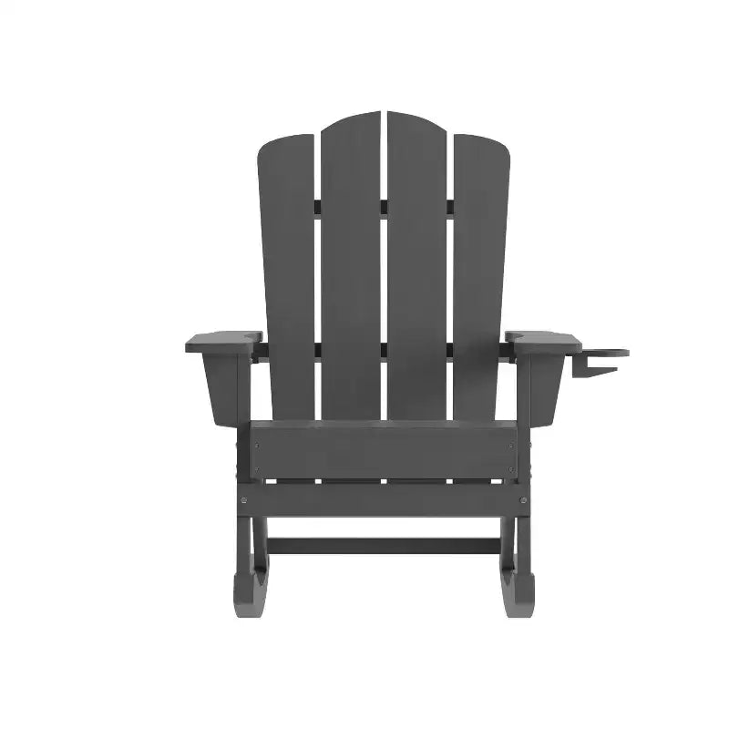 Merrick Lane HDPE Adirondack Chair with Cup Holder and Pull Out Ottoman, All-Weather HDPE Indoor/Outdoor Chair
