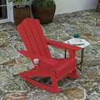 Merrick Lane HDPE Adirondack Chair with Cup Holder and Pull Out Ottoman, All-Weather HDPE Indoor/Outdoor Chair