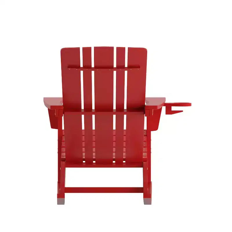 Merrick Lane HDPE Adirondack Chair with Cup Holder and Pull Out Ottoman, All-Weather HDPE Indoor/Outdoor Chair