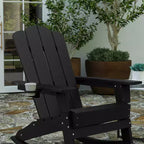 Merrick Lane HDPE Adirondack Chair with Cup Holder and Pull Out Ottoman, All-Weather HDPE Indoor/Outdoor Chair