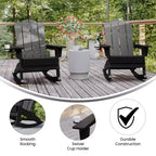 Merrick Lane HDPE Adirondack Chair with Cup Holder and Pull Out Ottoman, All-Weather HDPE Indoor/Outdoor Chair