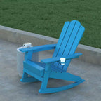 Emma e Oliver Set di 2 sedie a dondolo Adirondack con portabicchieri, sedie a dondolo Adirondack in HDPE resistenti alle intemperie