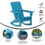 Emma e Oliver Set di 2 sedie a dondolo Adirondack con portabicchieri, sedie a dondolo Adirondack in HDPE resistenti alle intemperie