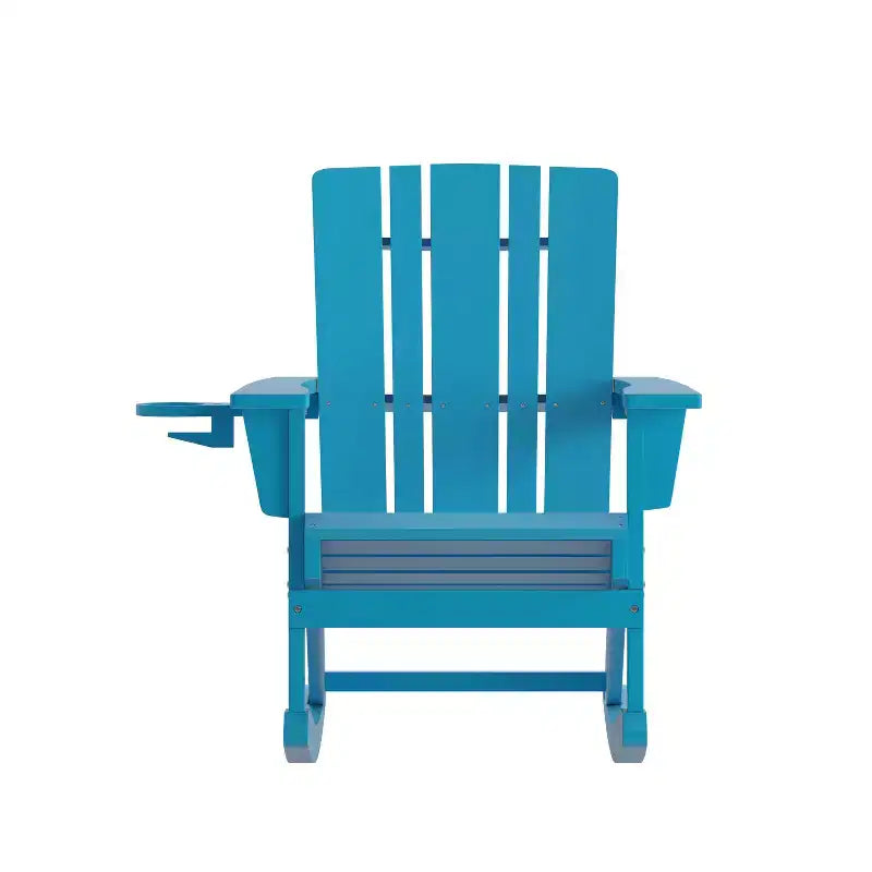 Emma e Oliver Set di 2 sedie a dondolo Adirondack con portabicchieri, sedie a dondolo Adirondack in HDPE resistenti alle intemperie
