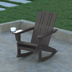Emma e Oliver Set di 2 sedie a dondolo Adirondack con portabicchieri, sedie a dondolo Adirondack in HDPE resistenti alle intemperie