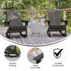 Emma e Oliver Set di 2 sedie a dondolo Adirondack con portabicchieri, sedie a dondolo Adirondack in HDPE resistenti alle intemperie