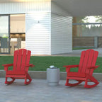 Emma e Oliver Set di 2 sedie a dondolo Adirondack con portabicchieri, sedie a dondolo Adirondack in HDPE resistenti alle intemperie