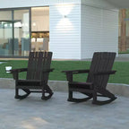 Emma e Oliver Set di 2 sedie a dondolo Adirondack con portabicchieri, sedie a dondolo Adirondack in HDPE resistenti alle intemperie