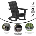 Emma e Oliver Set di 2 sedie a dondolo Adirondack con portabicchieri, sedie a dondolo Adirondack in HDPE resistenti alle intemperie