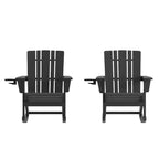 Emma e Oliver Set di 2 sedie a dondolo Adirondack con portabicchieri, sedie a dondolo Adirondack in HDPE resistenti alle intemperie