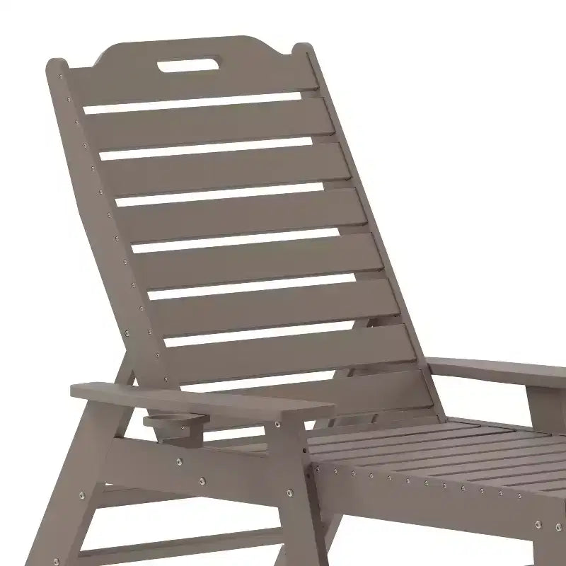 Merrick Lane Gaylord Set of 2 Adjustable Adirondack Loungers with Cup Holders- All-Weather Indoor/Outdoor HDPE Lounge Chairs