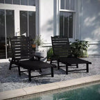 Merrick Lane Gaylord Set of 2 Adjustable Adirondack Loungers with Cup Holders- All-Weather Indoor/Outdoor HDPE Lounge Chairs
