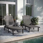 Merrick Lane Gaylord Set of 2 Adjustable Adirondack Loungers with Cup Holders- All-Weather Indoor/Outdoor HDPE Lounge Chairs