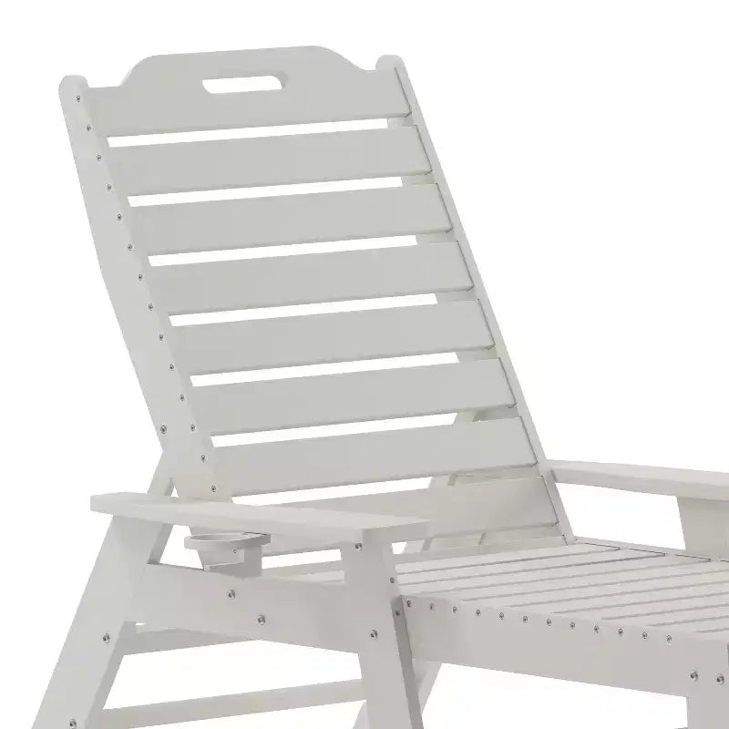 Merrick Lane Gaylord Set of 2 Adjustable Adirondack Loungers with Cup Holders- All-Weather Indoor/Outdoor HDPE Lounge Chairs