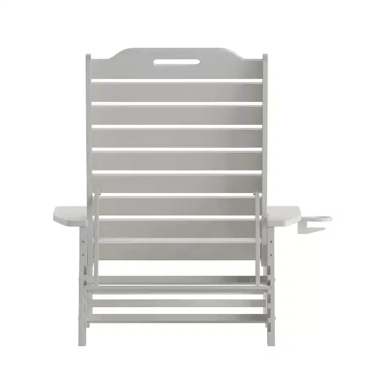 Merrick Lane Gaylord Set of 2 Adjustable Adirondack Loungers with Cup Holders- All-Weather Indoor/Outdoor HDPE Lounge Chairs