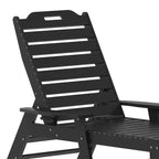 Merrick Lane Gaylord Set of 2 Adjustable Adirondack Loungers with Cup Holders- All-Weather Indoor/Outdoor HDPE Lounge Chairs