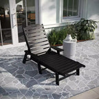 Merrick Lane Gaylord Sedia a sdraio Adirondack regolabile con portabicchieri - Sedia a sdraio in HDPE per interni/esterni in qualsiasi condizione atmosferica, colore nero