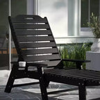 Merrick Lane Gaylord Sedia a sdraio Adirondack regolabile con portabicchieri - Sedia a sdraio in HDPE per interni/esterni in qualsiasi condizione atmosferica, colore nero
