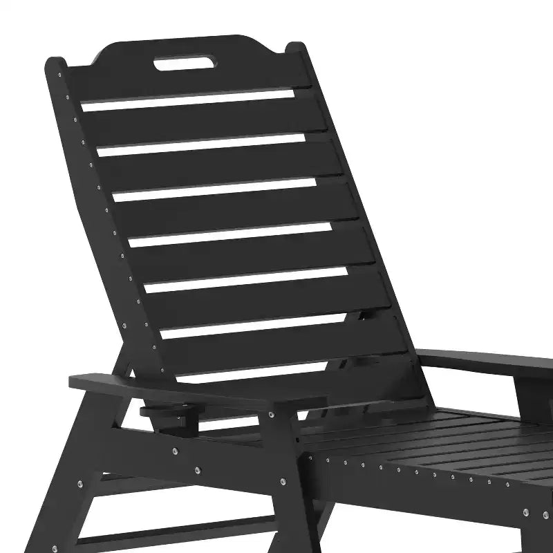 Merrick Lane Gaylord Sedia a sdraio Adirondack regolabile con portabicchieri - Sedia a sdraio in HDPE per interni/esterni in qualsiasi condizione atmosferica, colore nero