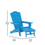 Merrick Lane HDPE Adirondack Chair with Cup Holder and Pull Out Ottoman, All-Weather HDPE Indoor/Outdoor Lounge Chair