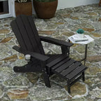 Merrick Lane HDPE Adirondack Chair with Cup Holder and Pull Out Ottoman, All-Weather HDPE Indoor/Outdoor Lounge Chair