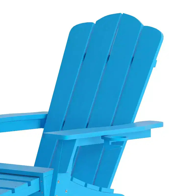 Merrick Lane HDPE Adirondack Chair with Cup Holder and Pull Out Ottoman, All-Weather HDPE Indoor/Outdoor Lounge Chair