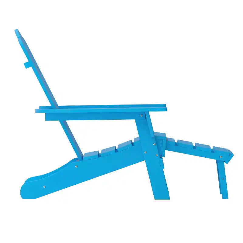 Merrick Lane HDPE Adirondack Chair with Cup Holder and Pull Out Ottoman, All-Weather HDPE Indoor/Outdoor Lounge Chair