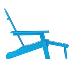 Merrick Lane HDPE Adirondack Chair with Cup Holder and Pull Out Ottoman, All-Weather HDPE Indoor/Outdoor Lounge Chair