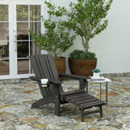Merrick Lane HDPE Adirondack Chair with Cup Holder and Pull Out Ottoman, All-Weather HDPE Indoor/Outdoor Lounge Chair