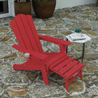 Merrick Lane HDPE Adirondack Chair with Cup Holder and Pull Out Ottoman, All-Weather HDPE Indoor/Outdoor Lounge Chair