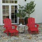 Merrick Lane HDPE Adirondack Chair with Cup Holder and Pull Out Ottoman, All-Weather HDPE Indoor/Outdoor Lounge Chair