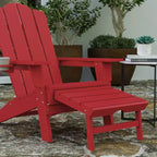 Merrick Lane HDPE Adirondack Chair with Cup Holder and Pull Out Ottoman, All-Weather HDPE Indoor/Outdoor Lounge Chair