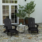 Merrick Lane HDPE Adirondack Chair with Cup Holder and Pull Out Ottoman, All-Weather HDPE Indoor/Outdoor Lounge Chair