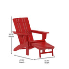 Merrick Lane HDPE Adirondack Chair with Cup Holder and Pull Out Ottoman, All-Weather HDPE Indoor/Outdoor Lounge Chair
