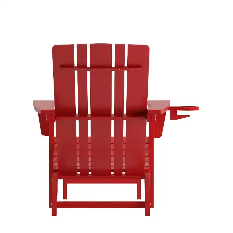 Merrick Lane HDPE Adirondack Chair with Cup Holder and Pull Out Ottoman, All-Weather HDPE Indoor/Outdoor Lounge Chair