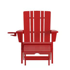 Merrick Lane HDPE Adirondack Chair with Cup Holder and Pull Out Ottoman, All-Weather HDPE Indoor/Outdoor Lounge Chair