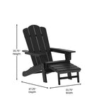 Merrick Lane HDPE Adirondack Chair with Cup Holder and Pull Out Ottoman, All-Weather HDPE Indoor/Outdoor Lounge Chair