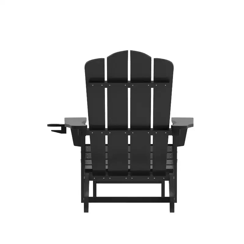 Merrick Lane HDPE Adirondack Chair with Cup Holder and Pull Out Ottoman, All-Weather HDPE Indoor/Outdoor Lounge Chair
