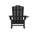Emma and Oliver Adirondack Rocking Chair with Cup Holder, Weather Resistant HDPE Adirondack Rocking Chair